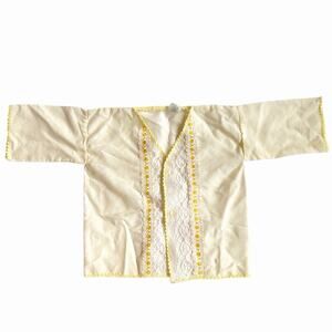 Vintage 60s Baby Girl Yellow Lace Long Sleeve Button Up Blouse Size 6-9m